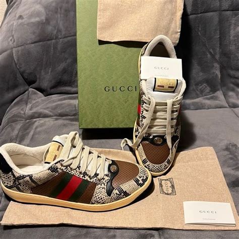 gucci snakeskin shoes gold|Gucci snake shoes men.